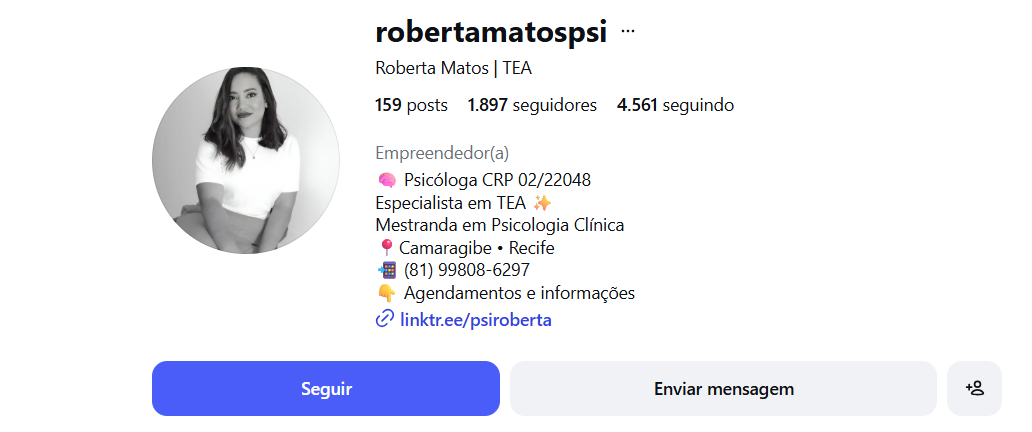 Perfil do Instagram @robertamatospsi
